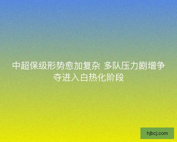 中超保级形势愈加复杂 多队压力剧增争夺进入白热化阶段